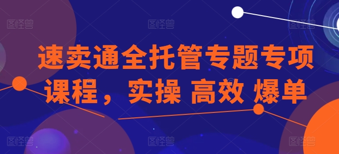 速卖通全托管专题专项课程，实操 高效 爆单-枫客网创