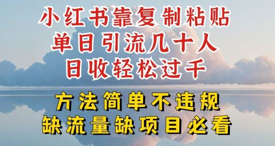 小红书靠复制粘贴单日引流几十人目收轻松过千，方法简单不违规【揭秘】-枫客网创