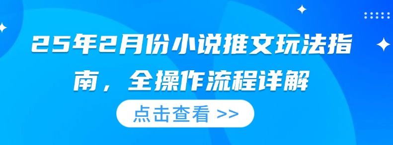 25年2月份小说推文玩法指南，全操作流程详解-枫客网创