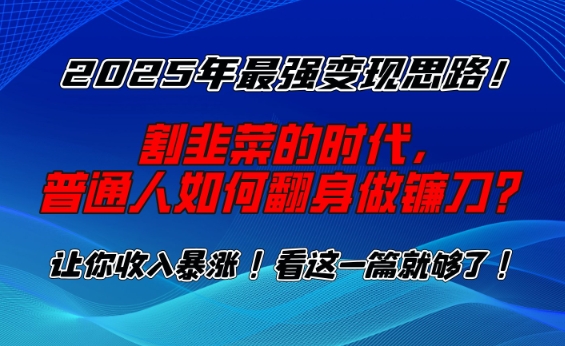 2025年最强变现思路，割韭菜的时代， 普通人如何翻身做镰刀？【揭秘】-枫客网创