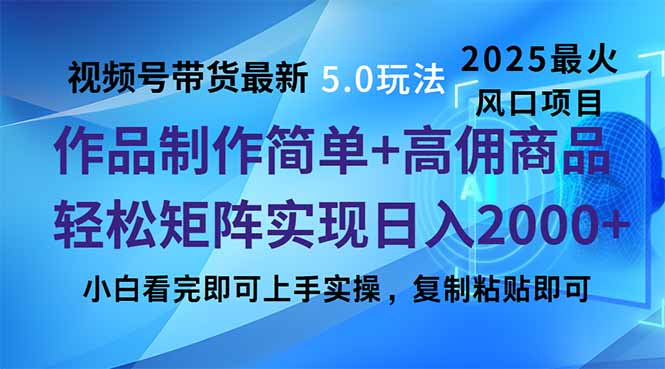 视频号带货最新5.0玩法，作品制作简单，当天起号，复制粘贴，轻松矩阵…-枫客网创