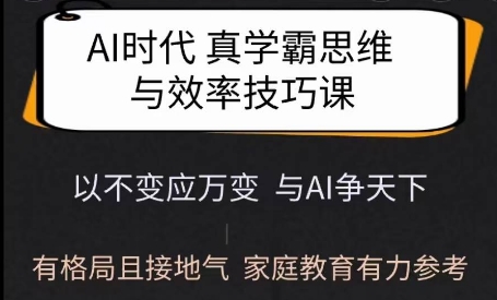 Ai时代真学霸思维与学习方法课，有格局且接地气，家庭教育有力参考-枫客网创