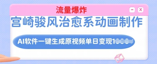 宫崎骏风治愈系动画制作，AI软件一键生成原创视频流量爆炸，单日变现多张，详细实操流程-枫客网创