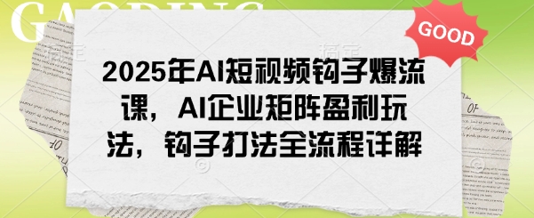 2025年AI短视频钩子爆流课，AI企业矩阵盈利玩法，钩子打法全流程详解-枫客网创