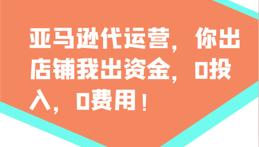 亚马逊代运营，你出店铺我出资金，0投入，0费用，无责任每天300分红，赢亏我承担-枫客网创