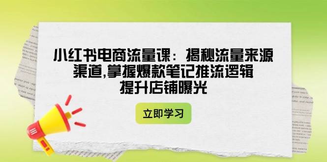 小红书电商流量课：揭秘流量来源渠道,掌握爆款笔记推流逻辑,提升店铺曝光-枫客网创