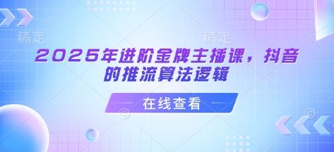 2025年进阶金牌主播课，抖音的推流算法逻辑-枫客网创