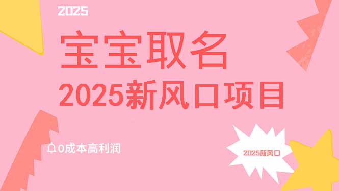 2025新风口项目宝宝取名，0成本高利润，附保姆级教程，月入过万不是梦-枫客网创