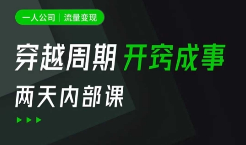 一人公司：流量变现课，一人公司的方法模型拆解， 拆解富人思维，流量思维，小老板思维等-枫客网创