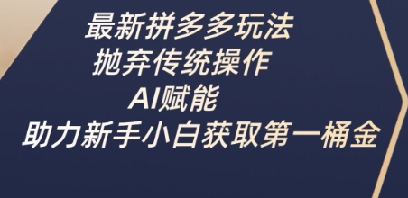 最新拼多多玩法，抛弃传统操作，AI赋能，助力新手小白获取第一桶金-枫客网创