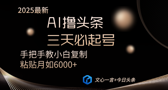 AI撸头条三天必起号手把手教小白复制粘贴月入6000+教程-枫客网创