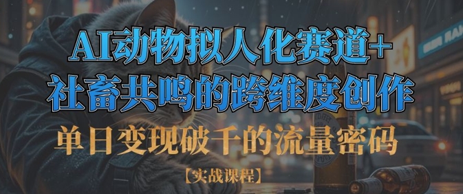 单日变现破千的流量密码，AI动物拟人化赛道+社畜共鸣的跨维度创作-枫客网创