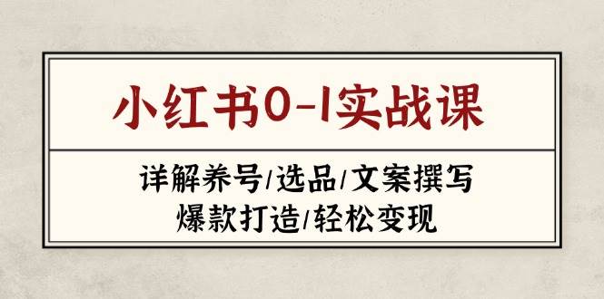 小红书0-1实战课(2023-2025)，详解养号/选品/文案撰写/爆款打造/轻松变现-枫客网创