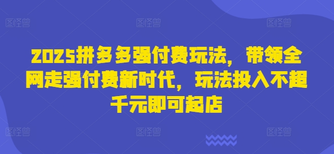 2025拼多多强付费玩法，带领全网走强付费新时代，玩法投入不超千元即可起店-枫客网创