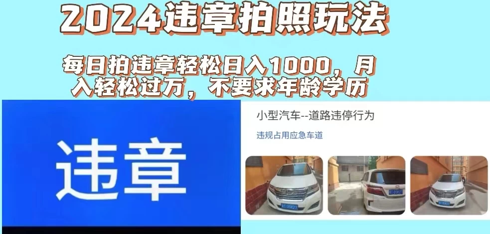 2024违章拍照新玩法，推广躺赚+拍照赚钱双模式，日入1000+-枫客网创