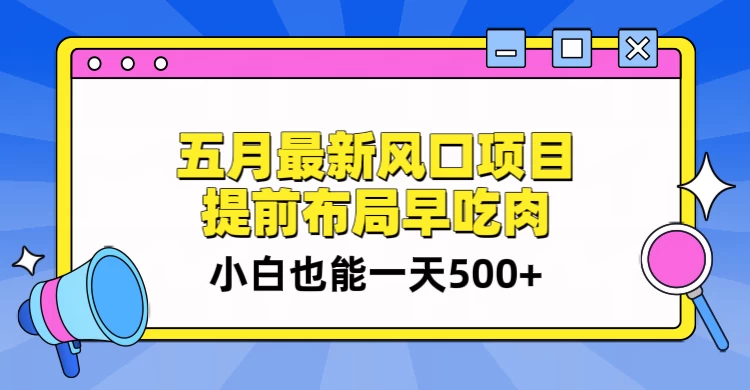 5月最新风口项目，提前布局早吃肉，小白也能一天暴利500+-枫客网创