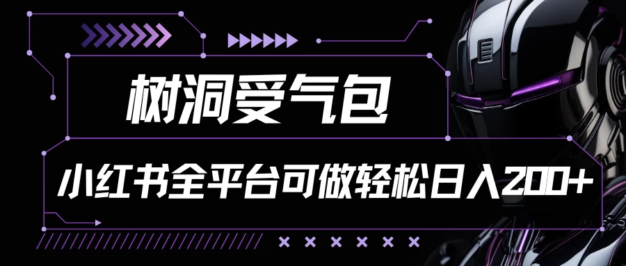 小红书等全平台可做，树洞受气包项目，轻松日入200+-枫客网创