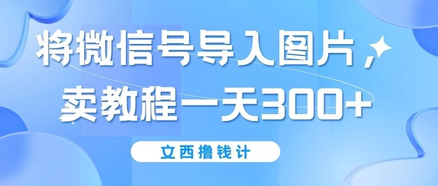 将微信号导入图片，卖教程一天300+（无脑操作！有手就会！）-枫客网创