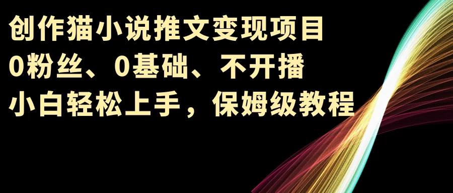 小说推文变现项目，0粉丝、0基础、不开播、小白轻松上手，保姆级教程-枫客网创