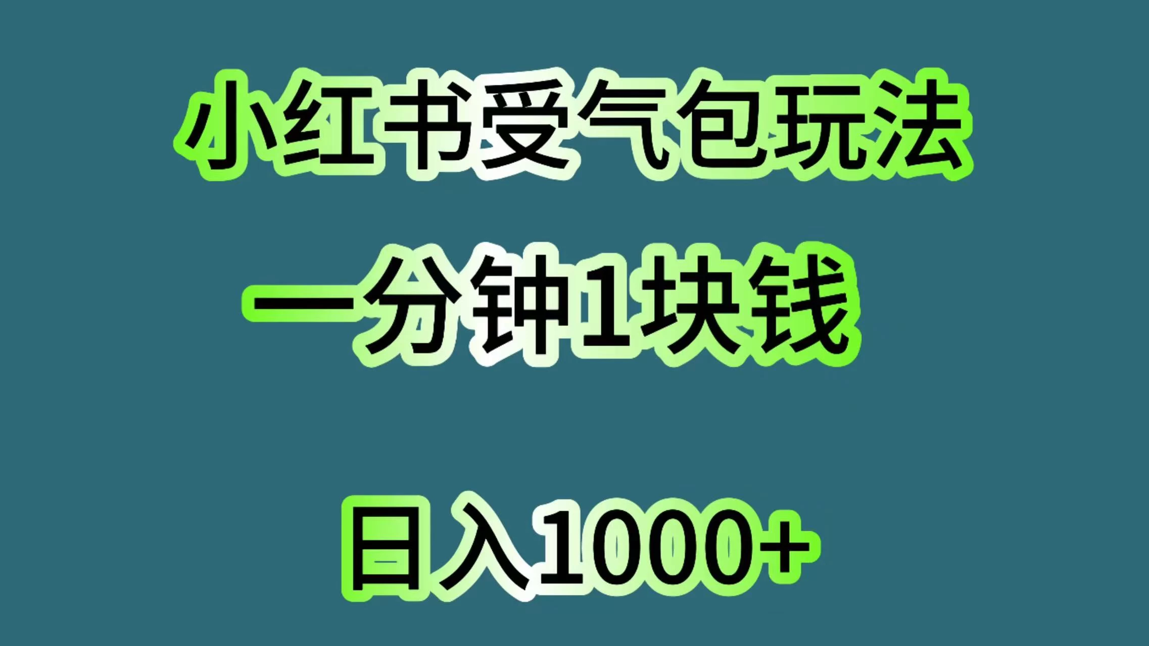 小红书受气包玩法，一分钟一块钱，日入1000+-枫客网创