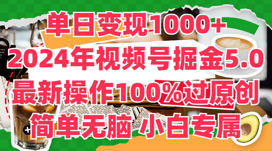 单日变现1000+，2024年视频号掘金5.0，最新骚操作100%过原创玩法，简单无脑，小白专属-枫客网创