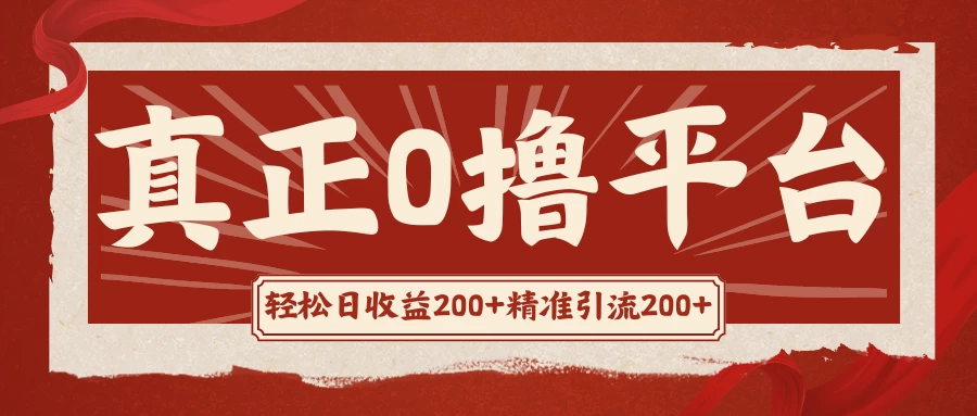 真正的0撸项目，每天轻松收入500+，有钱有产品，还有管道收益-枫客网创