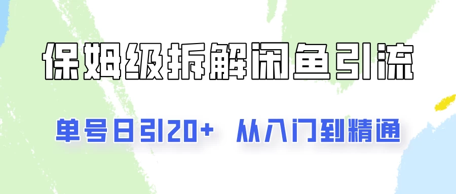 单号日引20+，像素级拆解闲鱼引流创业粉，从入门到精通全流程-枫客网创