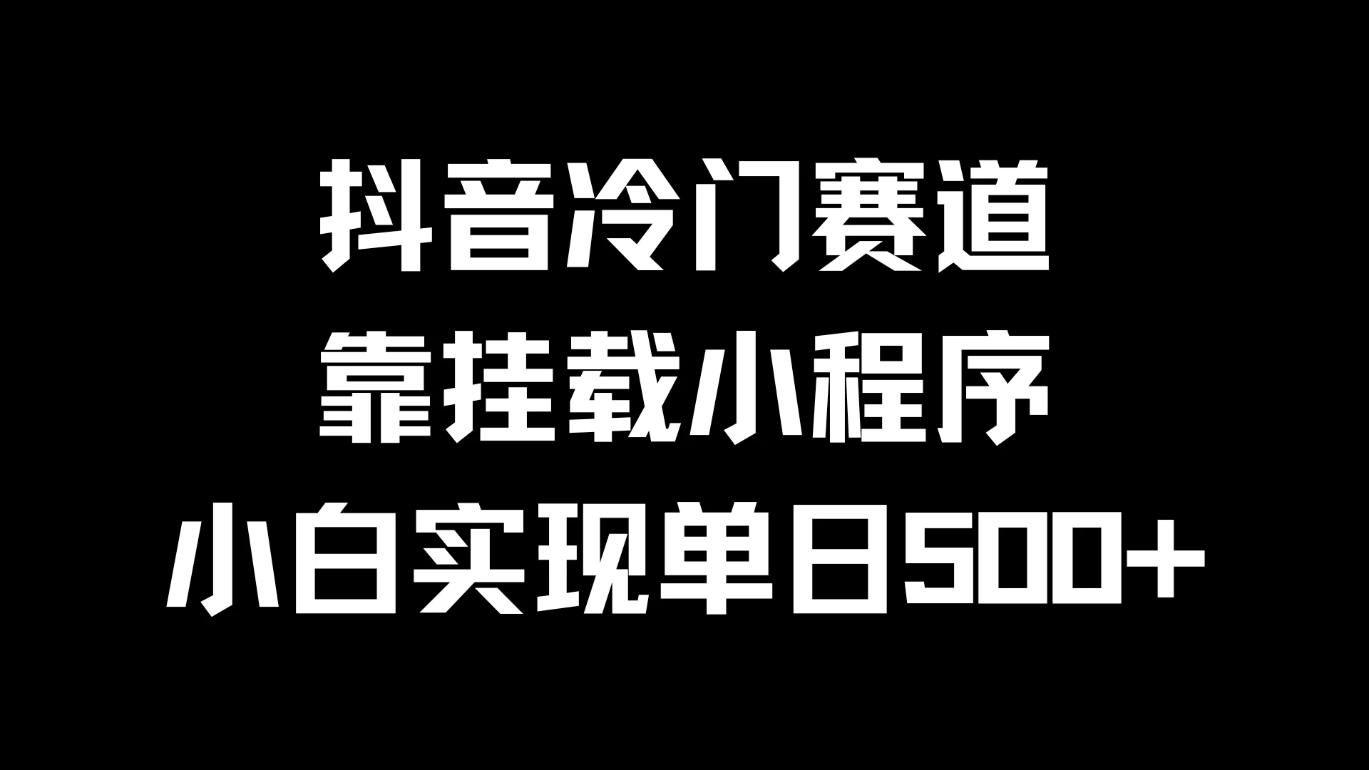 抖音冷门赛道，靠挂载小程序，小白实现单日500+-枫客网创