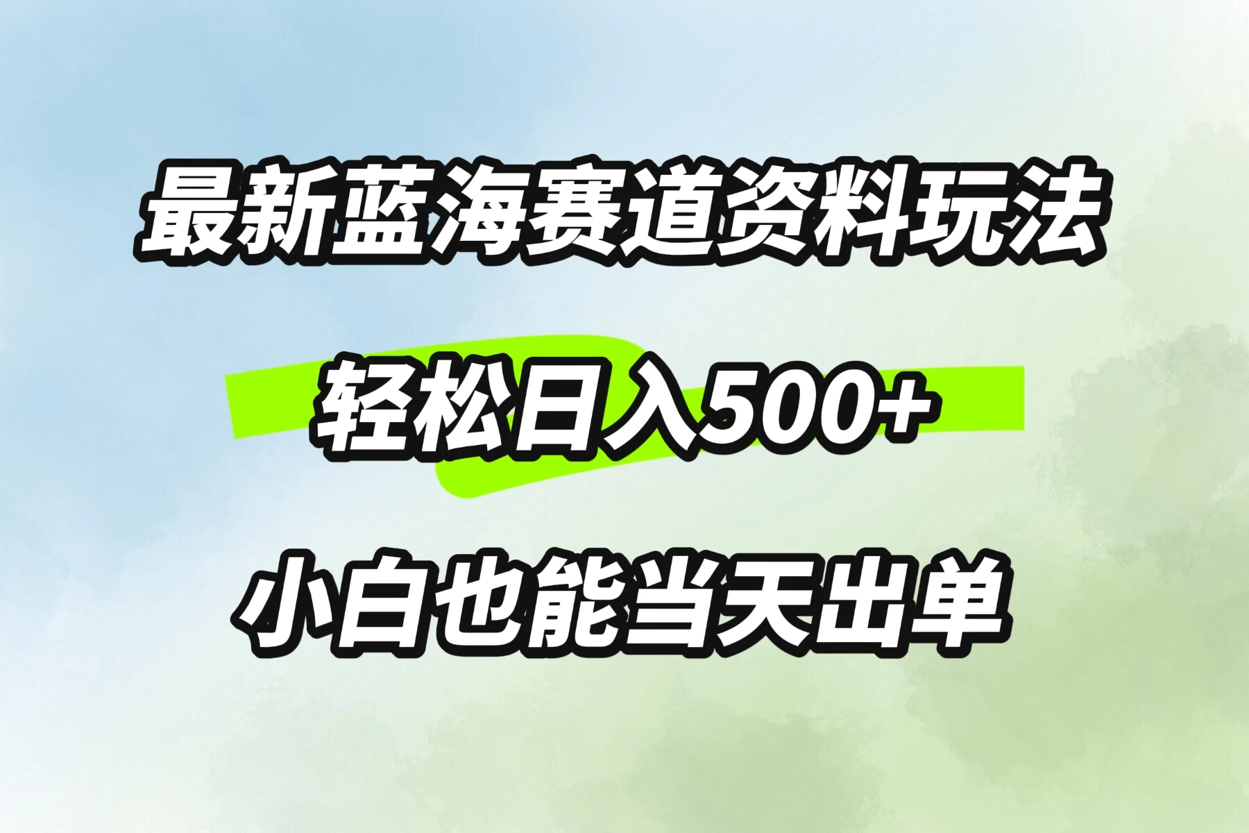 最新蓝海赛道资料玩法，轻松日入500+，小白也能当天出单-枫客网创