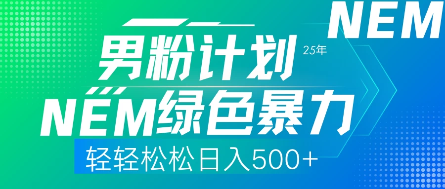 25年新男粉计划绿色暴力项目轻轻松松日收500+-枫客网创